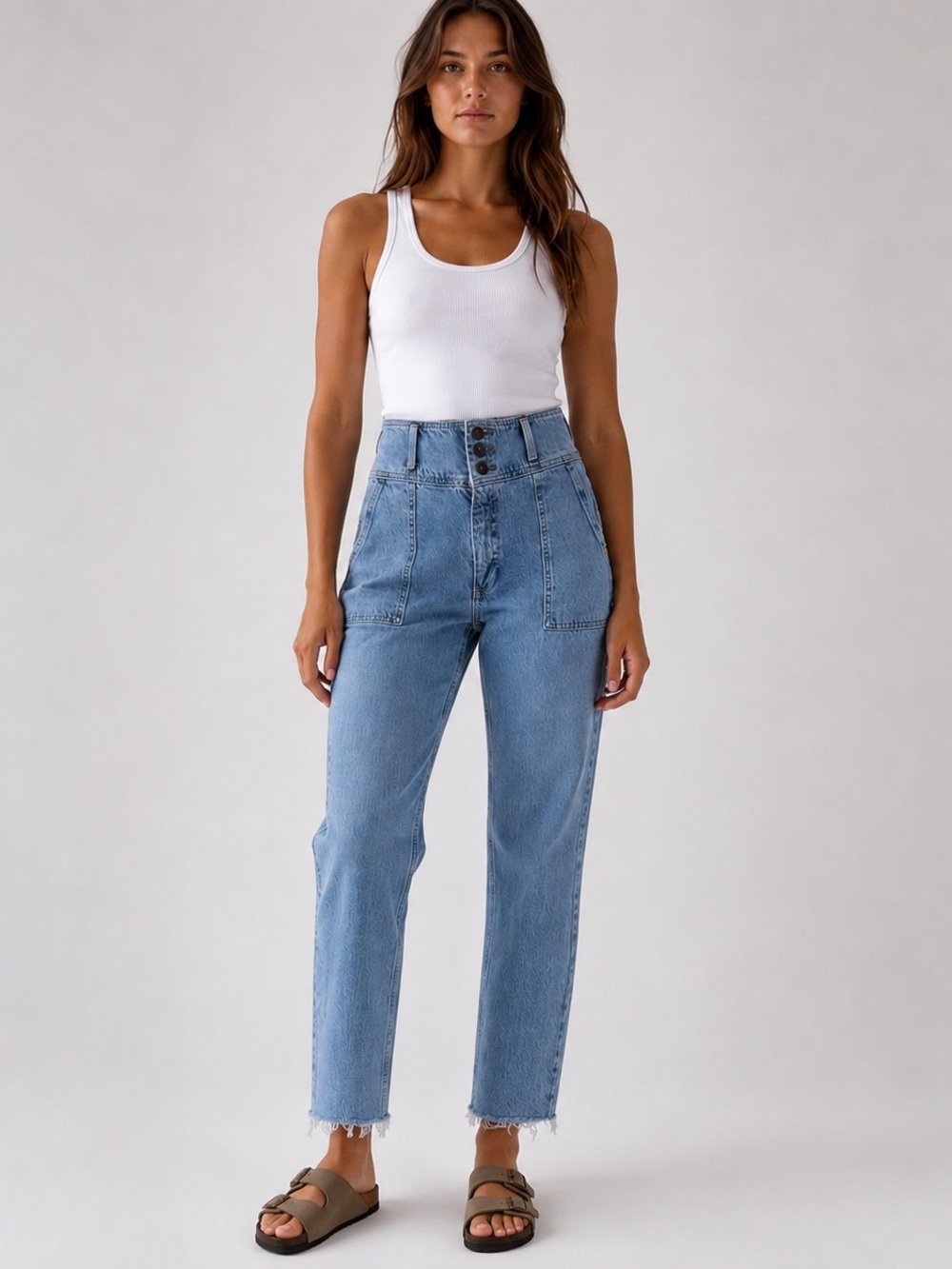 Abercrombie & Fitch Mom Jeans 27 4R High Rise Straight Leg Raw Hem Denim